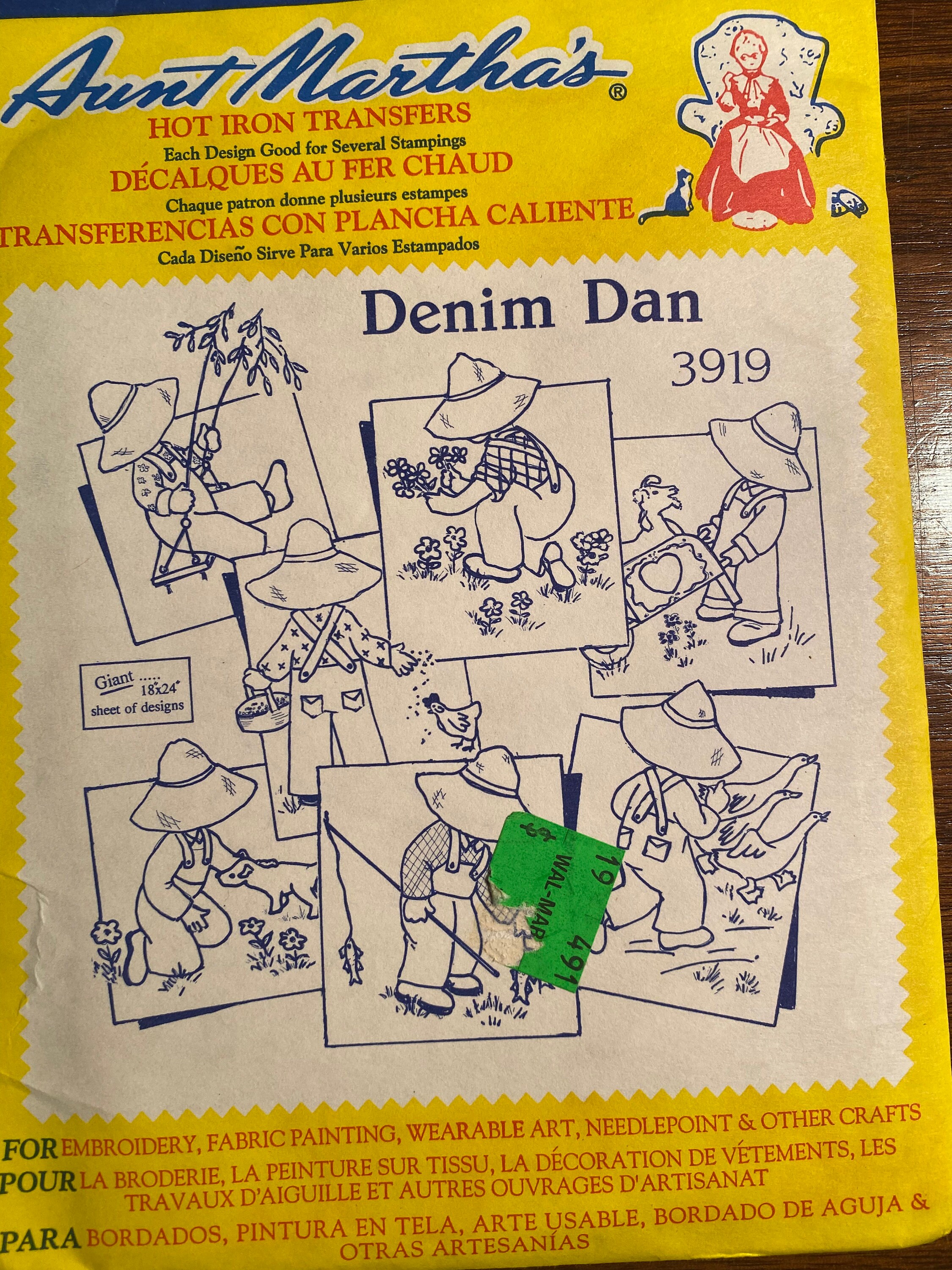 Aunt Martha's Hot Iron Transfers Pick: Denim Dan 3919 or Sunbonnet Sue ...