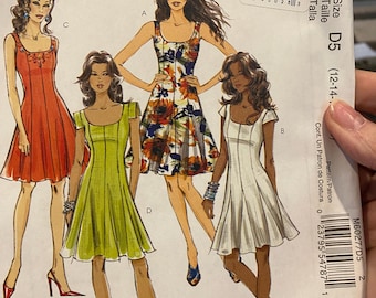 Summer Dress  Misses - Pattern -  McCall's 6027 - 2010 -  Size 12, 14, 16, 18, 20  Uncut - Flared with Panels