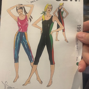 Leotard / Byxor & Topp Tights (Leggings) - Misses - Designer Kerstin Mårtensson - Kwik Sew 1995 Mönster (oklippt) storlek XS till L - 1990