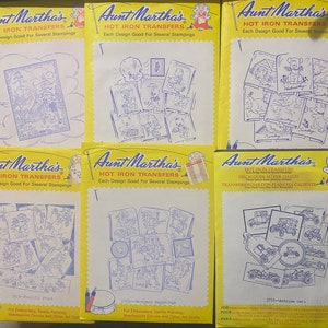 Aunt Martha&#39;s Hot Iron Transfers Choose: Design -  Use 0n Baby Quilt, Towels, Linens etc   - Paint, Embroider, Quilting etc. - Unopened