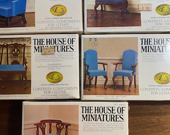 House of Miniatures Dollhouse Furniture Kit - Choose  Chippendale Bench Chair etc - Doll House Furniture
