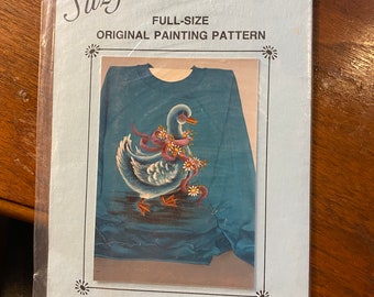 Pato / Ganso Paquete de patrón de pintura de Susy - Suzy Stosberg - 1987 - Diseño de arte popular - Diseño de tole de pintura decorativa de madera / tela