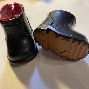 Plastic Doll Boot Shoes - Black 3&quot; Long Foot x 2&quot; High