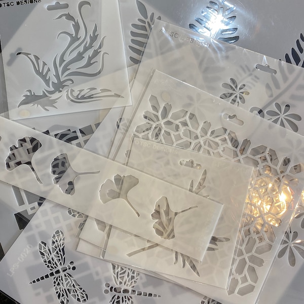Reusable Stencil - TSC Designs - Pre cut Velum Pictures - Choose Leaf, Lattice, Tree, Firefly, Fish and more