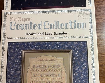 Sampler Pick: Hearts / Lace or Hearts / Flowers - Pat Rogers - Cross Stitch Chart - Embroidery - Alphabet - 1990
