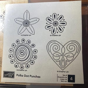 Blocs de tampons en caoutchouc Stampin UP - Perforatrices à pois - 4 blocs de fleurs en forme de coeur - créations en papier, fabrication de cartes à imprimer, idéal pour les enfants