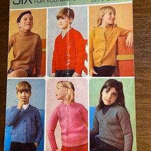 Bernat: Six Classics for Youngsters and Juniors   - Book No 148 - Sweaters -  Fashions for Children - 1967 - Pullover / Button / Vest