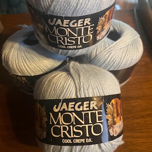 Baby Pale Blue Cool Crepe D.K. - Jaeger Monte Cristo Yarn - 50 g   (1 3/4 oz ) - New - 50% Cotton -   For knitting and crocheting