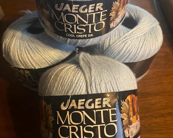 Baby Pale Blue Cool Crepe D.K. - Jaeger Monte Cristo Yarn - 50 g   (1 3/4 oz ) - New - 50% Cotton -   For knitting and crocheting