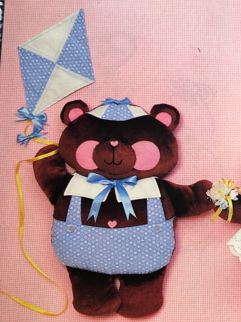 Sugar /'n Spice : Vintage Pattern Boy or Girl Pillow or Play Bear Bear Wallhanging Lov/'n Stuff!