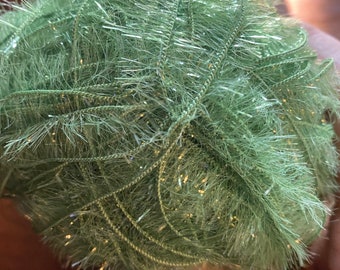 Lime Green Crafts Glitter Eyelash Fuzzy Peridot Yarn for Knitting, Crochet, Crafts  - New - Polyester 2 oz