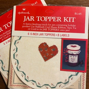 Jam / Jelly / Condiment Jar Paper Covers / Lids -  with Labels - Red Heart Design - 6 Toppers & 8 Labels - Hallmark - Unopened