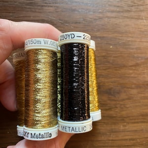 Sulky Metallic Machine Thread - Select: Gold or Brown - Embroidery Appliqué Quilting Decorative Stitching (Machine) - Specialty Thread