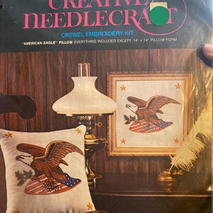 American Eagle Picture - Avon - Crewel Embroidery Stitchery Kit - Creative Needlepoint Kit - 14" x 14" Unopened