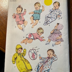 Baby Layette - Christening Dress - Vintage Pattern - Simplicity 8761 newborn Infant - uncut - Dress, Bunting, Bonnet, Sacque kimono + 1970