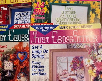 Just Cross Stitch Crafts Magazine Pick Month 1992 Embroidery Christmas Issue - Holiday - Tips Patterns Designs Needlework