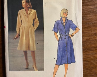 Misses Shirtwaist DRESS  Vogue  #8885 Pattern  Size  10 - Classic House Dress Look with Tie Belt - uncut