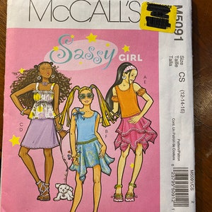 Kinder / Mädchen Rock & Top - Sassy Girl McCalls M5091 Size 12 bis 16 - 2006 - Einstecktuch Saum uncut