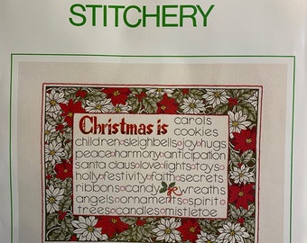 Merry Christmas Sunset Stitchery Ricamo timbrato / Kit Crewel - #2075 Kit cuciture natalizie 14" x 18" - Immagine o cuscino