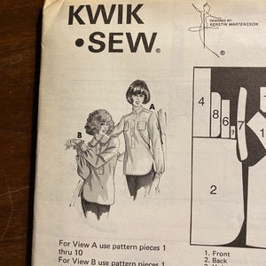 May include: A sewing pattern for a blouse with two different views. The pattern includes instructions for sewing the blouse, as well as a list of the pattern pieces needed for each view. The pattern is designed by Kerstin Martensson.