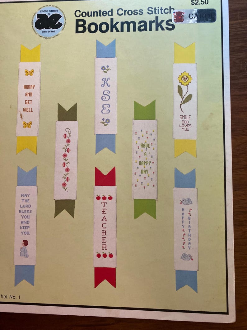 Bookmarks No 1 Cross Stitch Chart - Ann Evans - 1977 Cute Little Easy ...