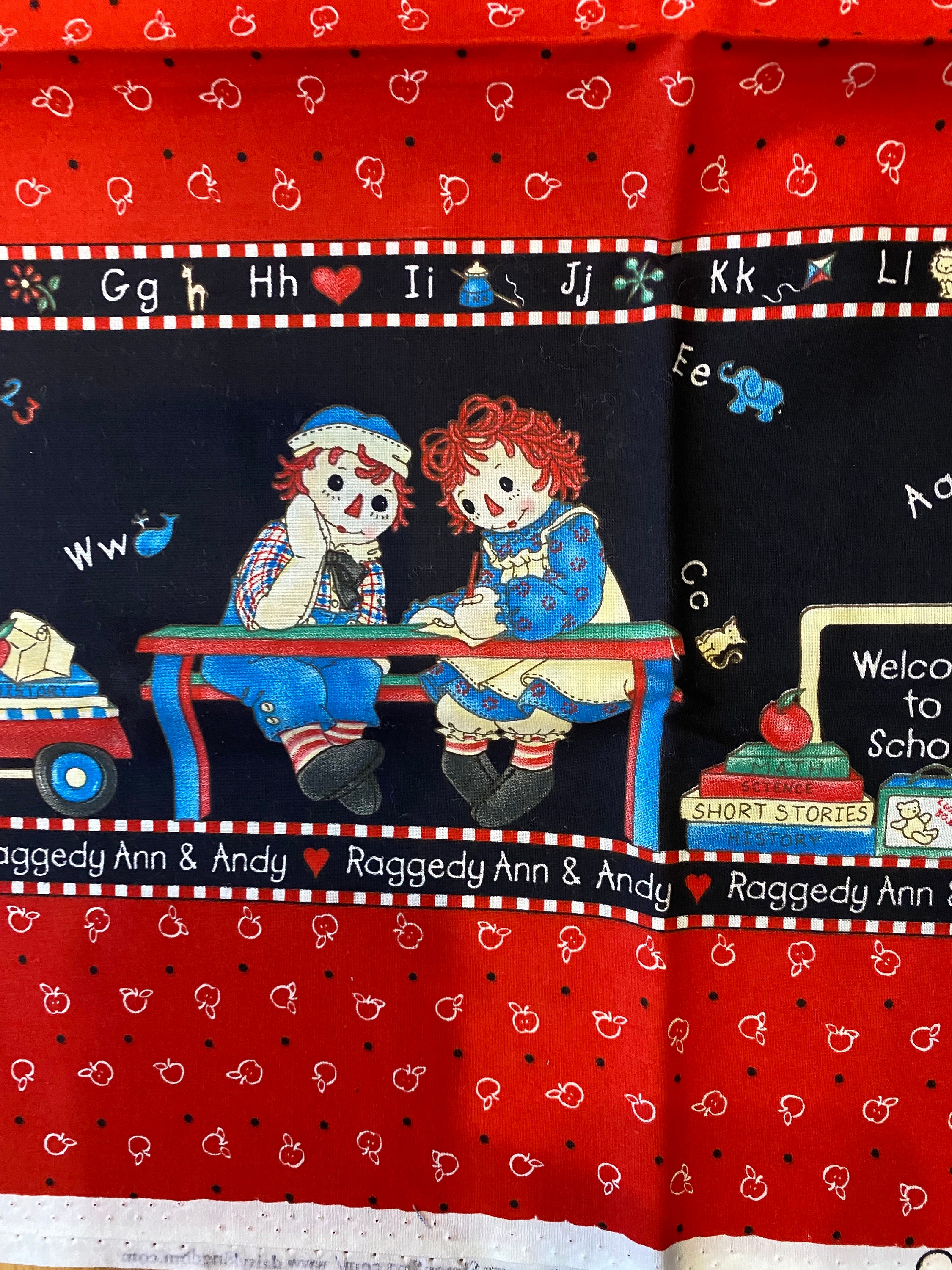 Raggedy Ann & Andy Back to School Border Print - Daisy Kingdom Fabric ...