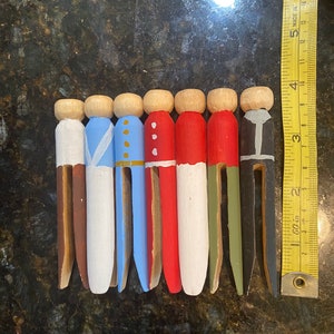 Painted Clothespin Doll Body to Use in Craft Projects - Choose from various designs - Use for Christmas Ornaments etc