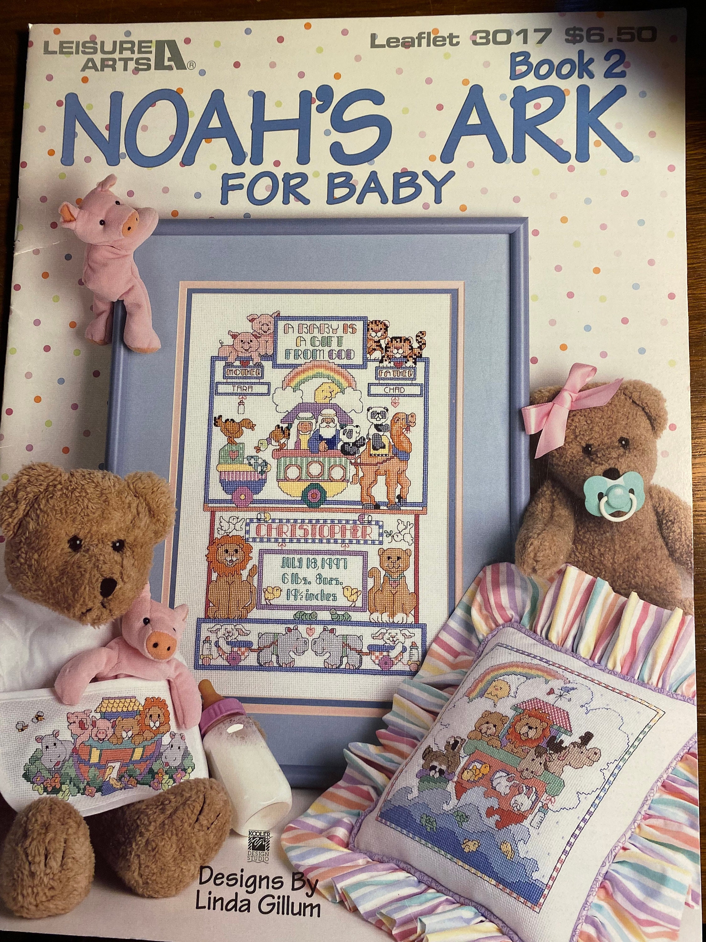 Leisure Arts, Noah's Ark for Baby, Book 2, Designs by Linda Gillum, #3017,  Counted Cross Stitch Patterns, 1998, Used – Copper Centaur Studios