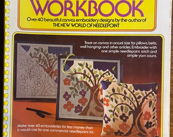 Lisbeth Perrone's Needlepoint Workbook -Techniques and 40 Projects - 1973 -  Patterns Instructions - Flowers, Bamboo, Lion, etc