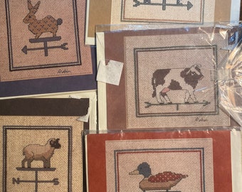 Pick Weathervane: Rabbit, Horse, Cow, Sheep, Mallard Duck - Robin Rowe -  Counted Cross Stitch Chart - 1982/3 MPR Associates