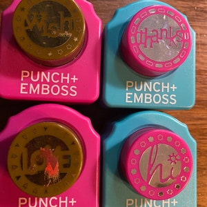 Word Punch + Emboss Choose: Hi, Love, Wish or Thanks - Seite / Papier / Punch - Cutter Crafting Tool - Decoupage, Scrapbooking, Fotoalbum