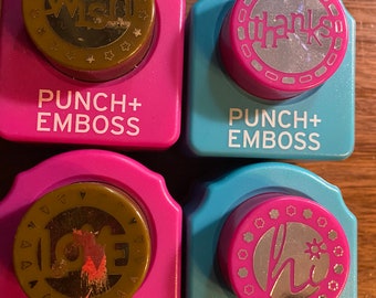 Word Punch + Emboss Choose: Hi, Love, Wish or Thanks -  Page / Paper / Punch  - cutter Crafting Tool - Decoupage, Scrapbooking, photo album