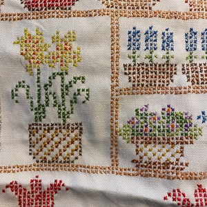 Seeds Of Today  - Potted Flowers - Cross Stitch Sampler Kit - LeeWards 14-63462  -  Finish an Almost  complete Kit. 16&quot; x 20&quot;