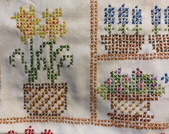 Flowers Of Today - Blumen im Topf - Kreuzstichmuster-Kit - LeeWards 14-63462 - Fertige ein fast komplettes Kit an. 4cm x 4cm