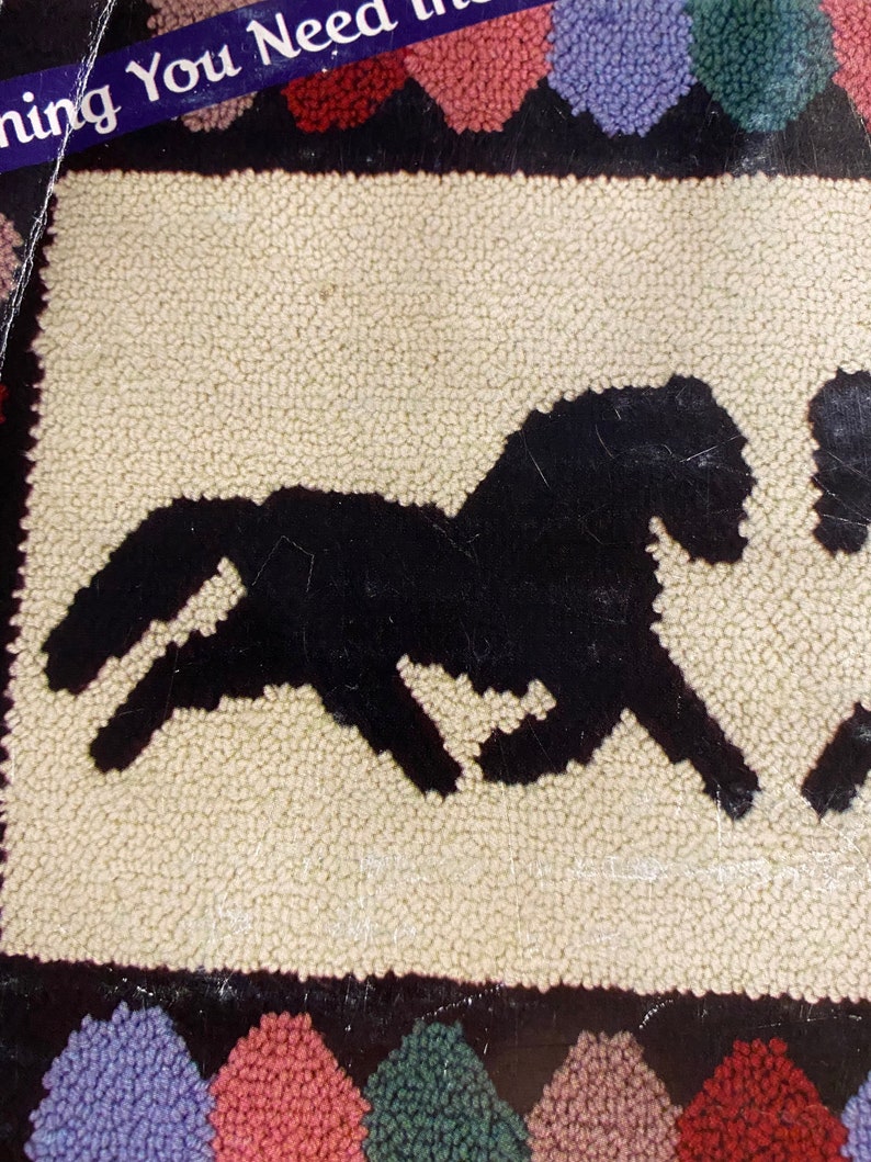 Equestrian horse Latch Hook Rug Kit HR0016 Ready to Hook Etsy