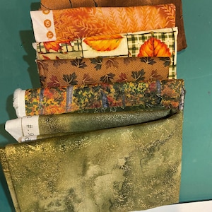 Autumn / Fall Coordinating Fabric Bundle - Green / Orange / Brown / Yellow - Leaves - Pick Bundle A or B