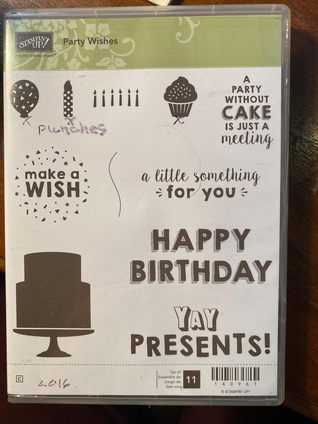 Party Wishes Happy Birthday Stampin UP Red Rubber Stamp Block Set - New ...
