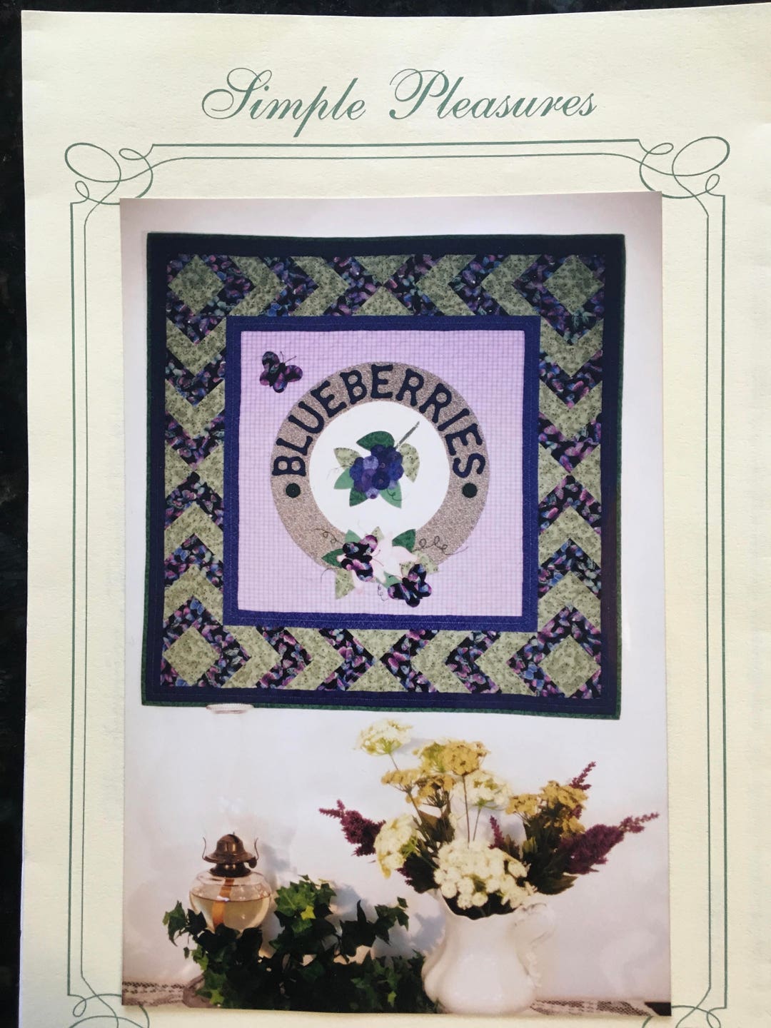 BLUEBERRIES Quilt Pattern APPLIQUE Center With Quilted Border Etsy