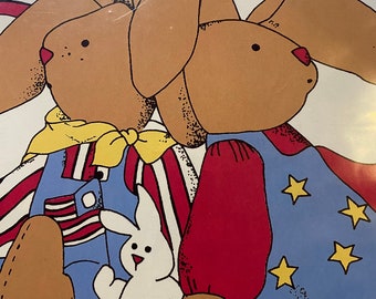 Bunny with American Flag - 4th of July -   Iron on Transfer - 1990 Gick Publishing - Easy for Beginners - Ready to transfer  CT-21