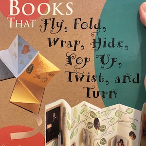 May include: A book cover with the title "MAKING BOOKS THAT Fly, Fold, Wrap, Hide, Pop Up, Twist, and Turn". The cover has a brown background with a red circle and teal green shape. The book shows examples of pop-up and folding book designs.