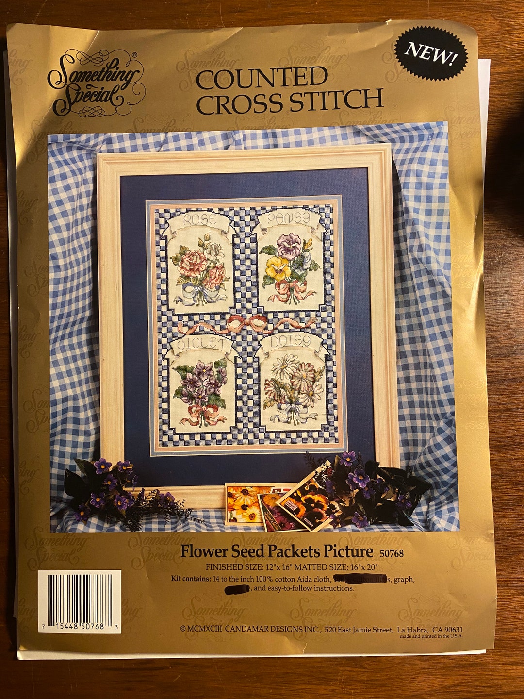 Stitch Packet Flower Seed Packets Picture - Cross Stitch Embroidery Chart & White ...