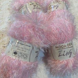 Moda Dea - Zing -  Puff Pink Fuzzy Eyelash Yarn Skein Knitting / Crochet  - Prima - 50 g with 87 yards - 100% Polyester
