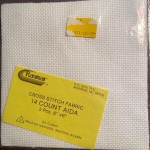 Tela para punto de cruz blanca de Raymar, Aida, 14 hilos, 3 piezas, 6&quot; x 6&quot;, nueva en paquete