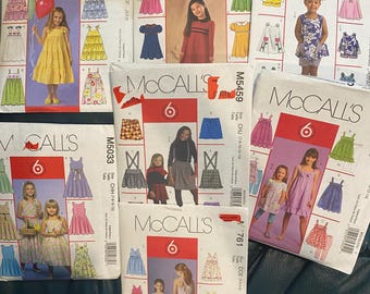Girl's dress Pattern. McCall's Pick 4241, 4761, 4814, 5033, 5416, 5459, 5650 - 6 in 1 easy sew uncut Size 3 to 14 - Summer outfit