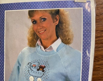 Kit de punto de cruz con botones y lazos - #FSKB-40 - Banar Designs - Para camisas - Suéteres - Almohadas, etc. - 1988 - Nuevo en paquete