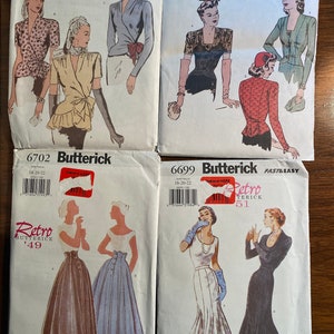 Może przedstawiać: Cztery vintage'owe wzory szycia dla kobiet. Wzory pochodzą z lat 40. i 50. XX wieku i charakteryzują się retro designem. Wzory są dla bluzki, spódnicy i sukienki. Wzory są wszystkie w czerni i bieli i mają vintage'owy wygląd.