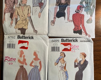 Misses Blouse / Top or Skirt - Retro 1940s / 50s Pattern Butterick Pick 6699, 6700, 6701 or 6702 - 2000/2001 - Adult Size 18, 20, 22 - uncut
