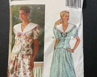 Damen Kleid Look Oberteil mit Schlitz (Culotte) Rock Butterick 5310 Muster Größe 6 bis 8 - 1991 - Brautjungfer / Sommerfest / Hochzeit