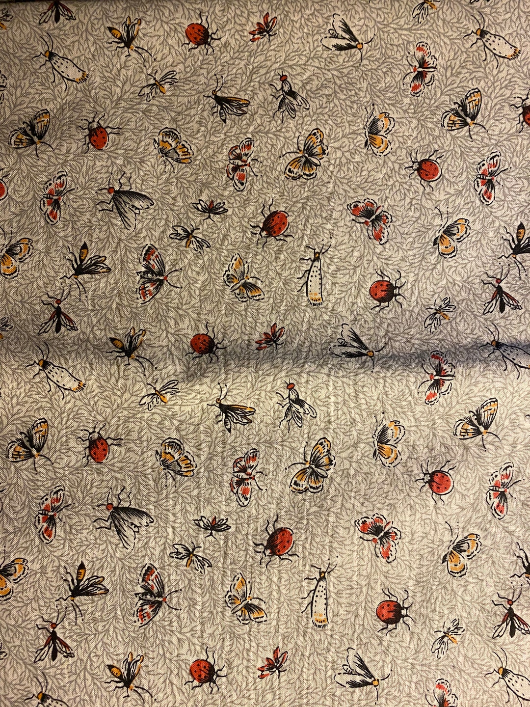 Bugs / Insects on Grey Background Fabric - 36