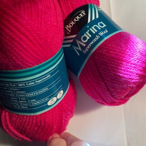 Marina Superwash 100% Wool Color 6287 Hot Pink by Bouquet  Crochet / Knitting  Yarn - 50g -  New